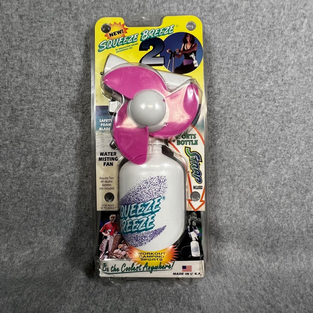 Y2K Squeeze Breeze Water Misting Fan Handheld Portable Spray‎ Bottle Pink White